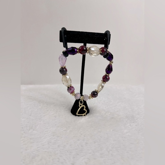 Elegant Purple and Gold Beaded Bracelet - Picture 1 of 4